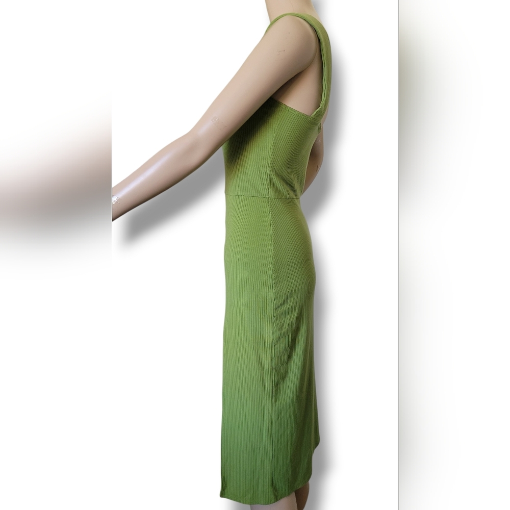 Reformation Cassi Ribbed Stretch Tencel Midi Dress Avocado M 🥑 - Picture 4 of 10